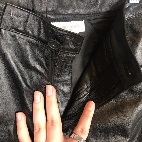 Vintage Jones New York Sport Black 100% Genuine Leather Pants - Picture 6 of 13